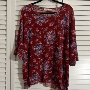 Free People You and Me Tee. Red combo